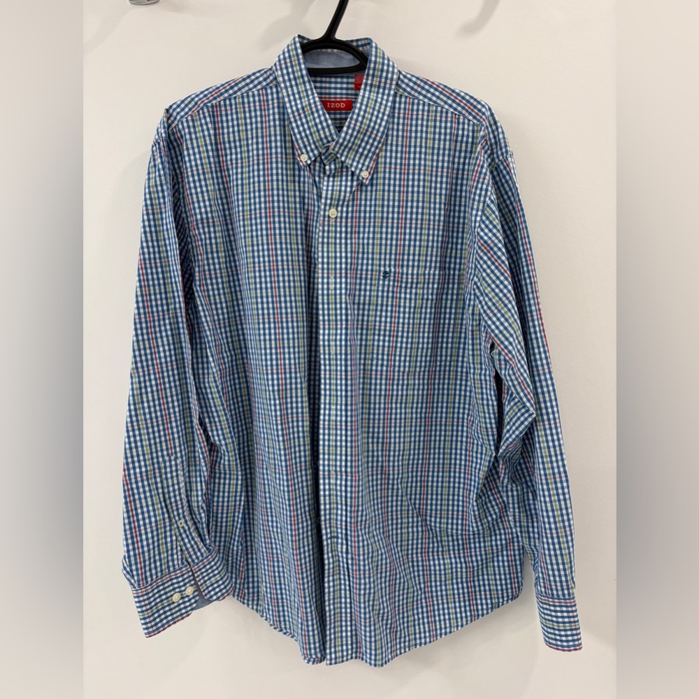 IZOD Men’s Casual Button Down Long Sleeve Shirt - Large